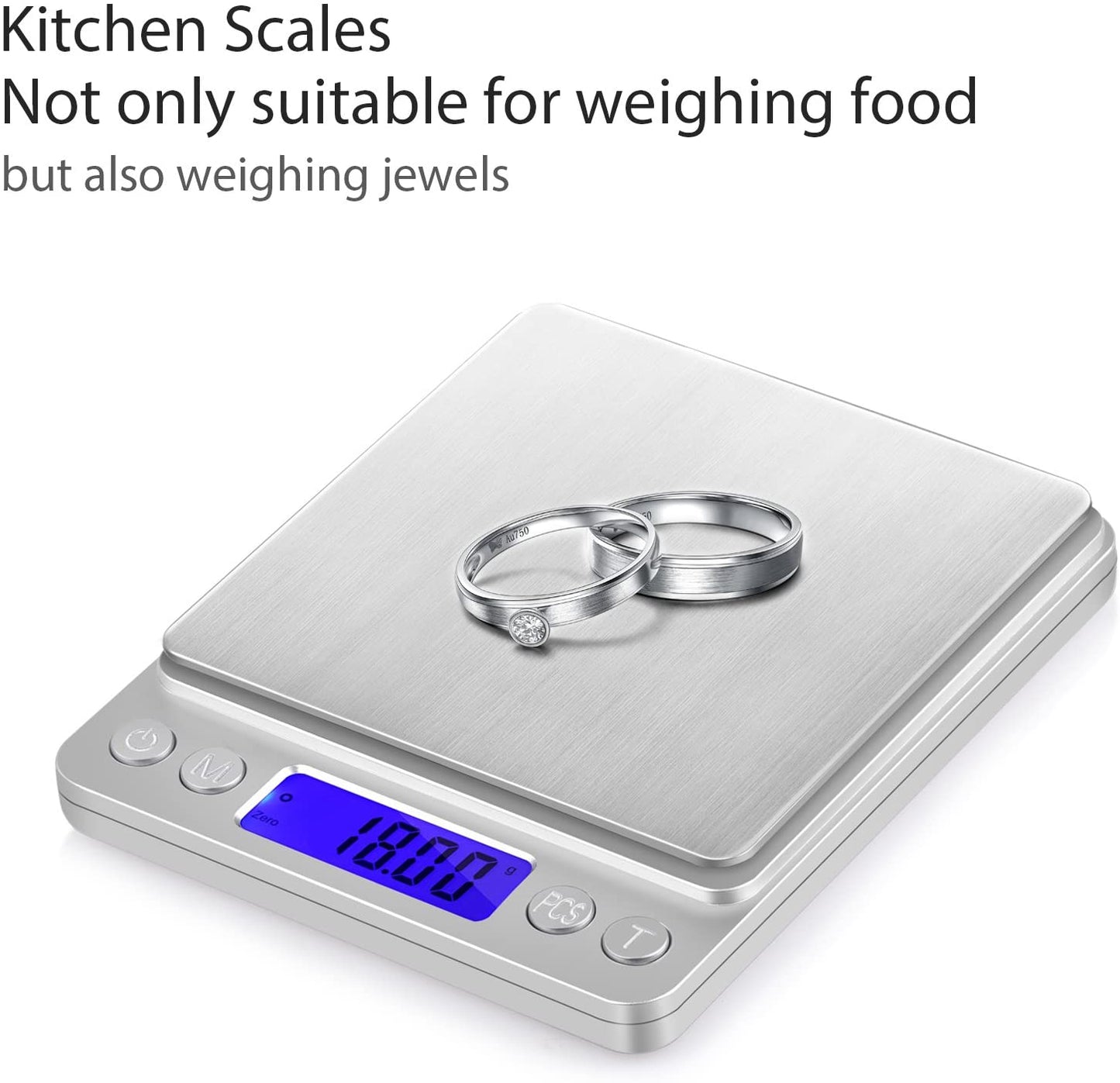 Charlore Digital Pocket Scale Weight Scale Mini Digital Pocket Scale 0.01-500g Electronic Weighing Scales LED Display for Kitchen Jewellery Drug Weighting and Home Use with Two Transparent Trays