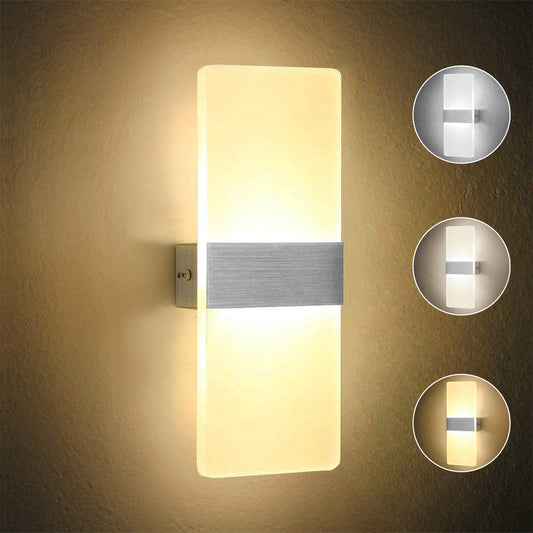 RENGAC 7W LED Wall Lights Indoor Living Room, Memory Function Modern Wall Lighting Acrylic Decorative Wall Lamp for Bedroom Pathway Corridor Stairs Balcony, 3 Color Temperature