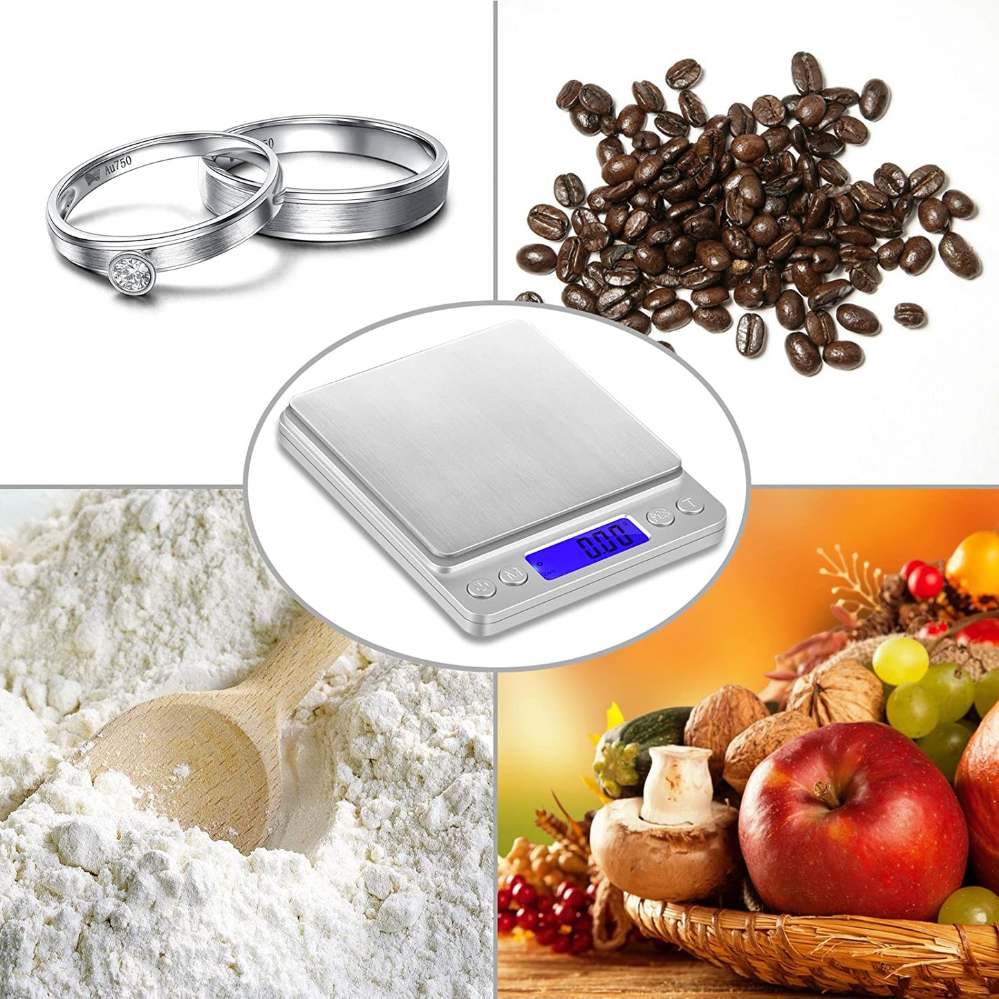 Charlore Digital Pocket Scale Weight Scale Mini Digital Pocket Scale 0.01-500g Electronic Weighing Scales LED Display for Kitchen Jewellery Drug Weighting and Home Use with Two Transparent Trays