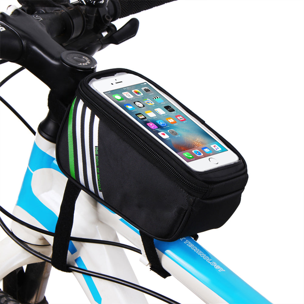 zrakris Bike Phone Front Frame Bag Bicycle Bag Waterproof Bike Phone Mount Top Tube Bag Bike Phone Case Holder Accessories Cycling Pouch Compatible with iPhone 11 XS Max XR Below 6.5”