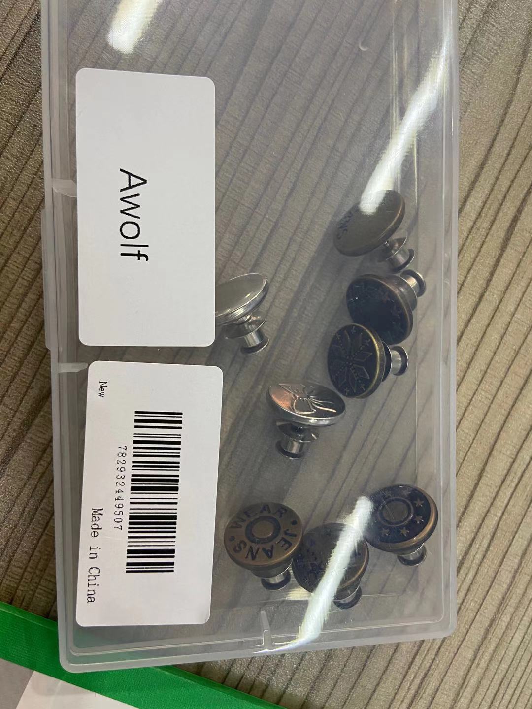Awolf 1 Set of 8 Pcs Perfect Fit Instant Button, 17mm Detachable Pants Button Craft Decoration Buttons, Waist Buckle Extender- Metal Button Fits to Any The Cowboy Clothing Jackets Pants Bags (8pcs)